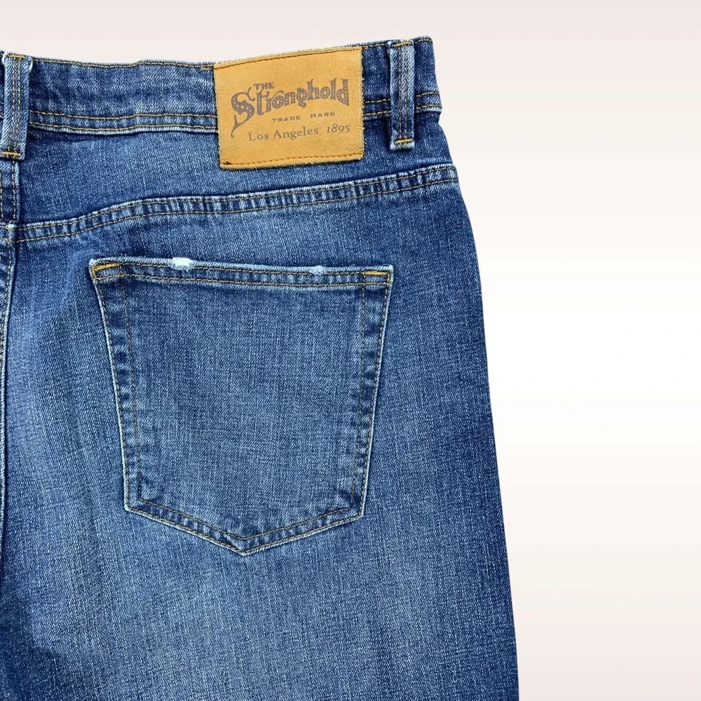 The Stronghold Selvedge Jeans Mens 36x31 Blue Relaxed Tapered Button Fly Stretch - Picture 8 of 16